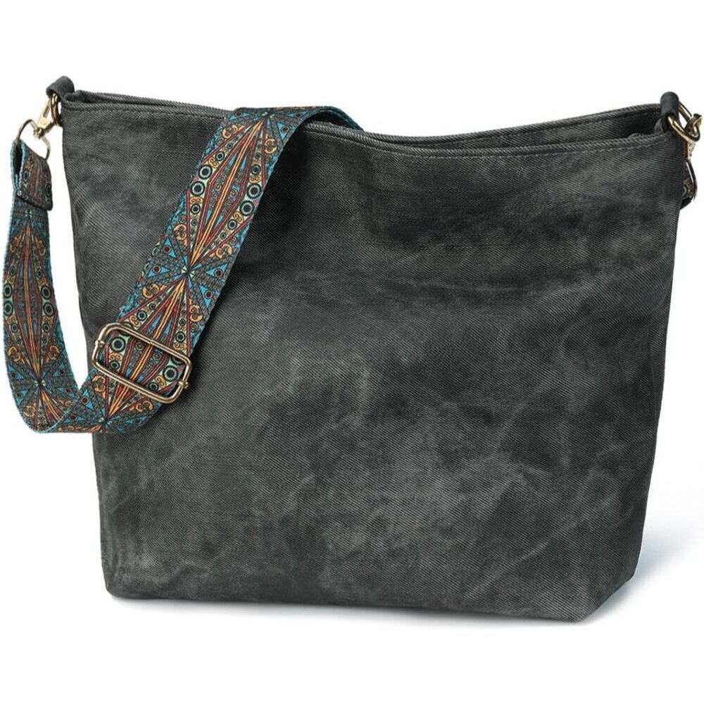Vegan Leather Hobo Bag Women Slouchy Tote Adjustable Strap Casual Purse